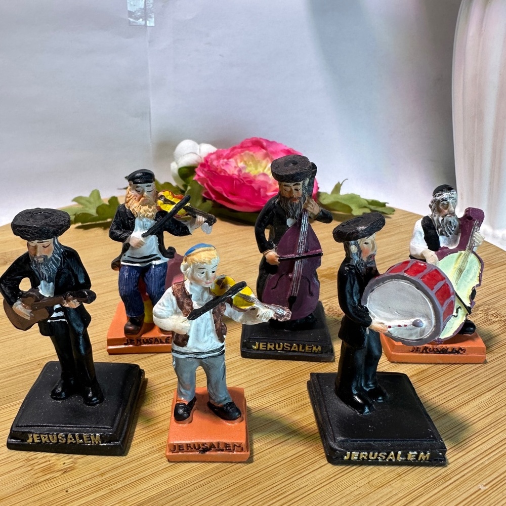 Vintage Jerusalem Hasid Men Playing Drum/Violin/Cello/Guitar. Set of 6